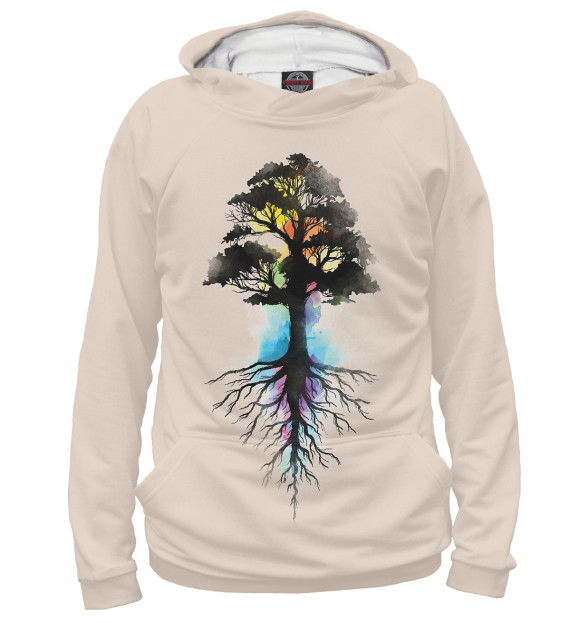 Женское худи с изображением Дерево цвета Белый