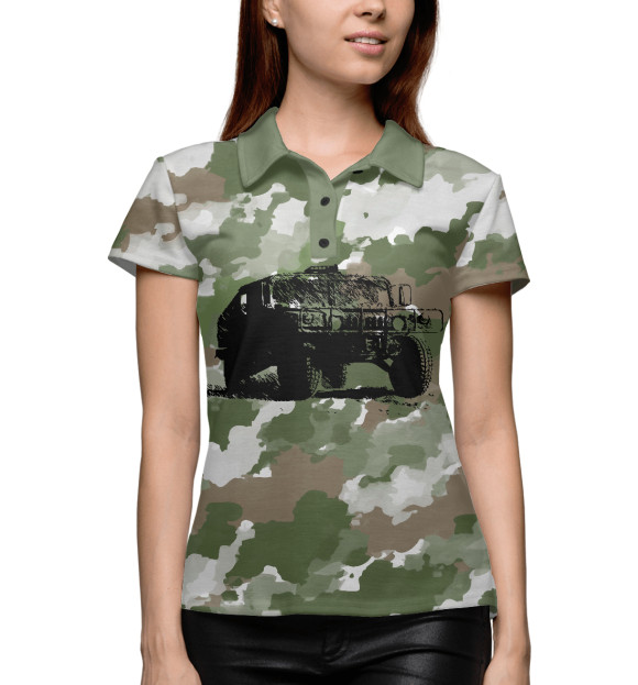 Женское поло с изображением Hummer цвета Белый