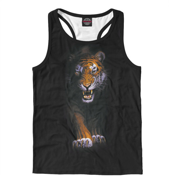 Мужская майка-борцовка с изображением Тигр цвета Белый
