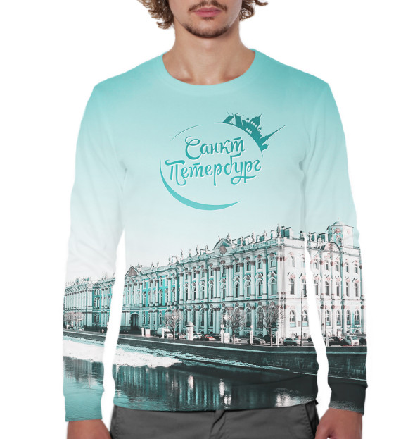 Мужской свитшот с изображением Санкт-Петербург цвета Белый