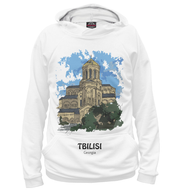 Женское худи с изображением Тбилиси цвета Белый