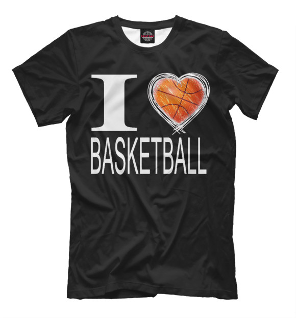 Мужская футболка с изображением I Love Basketball Black цвета Черный