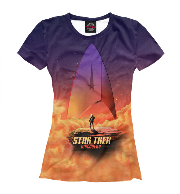 Женская футболка с изображением Звёздный путь: Дискавери цвета Белый