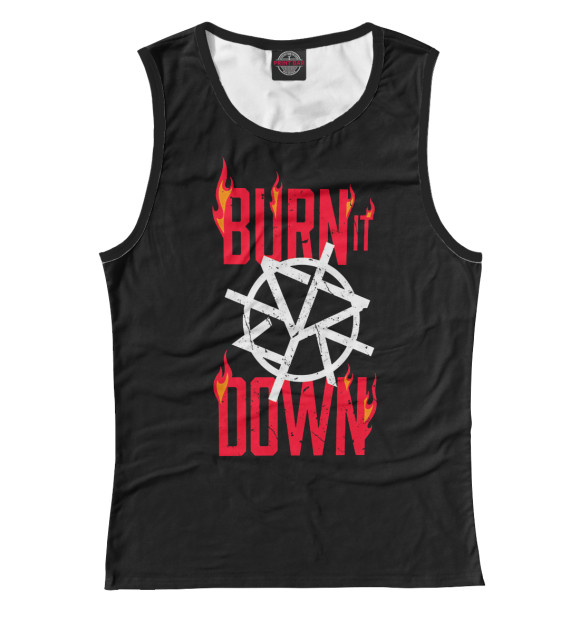 Майка для девочки с изображением Сет Роллинс BURN IT DOWN black цвета Белый