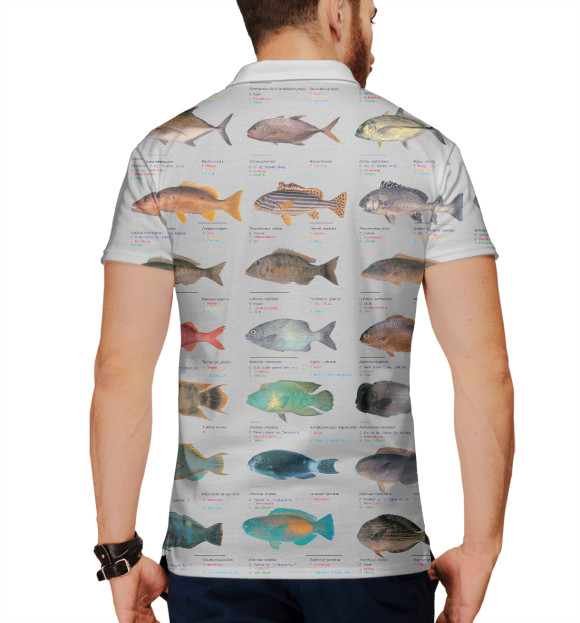 Мужское поло с изображением рыбы на удочку цвета Белый