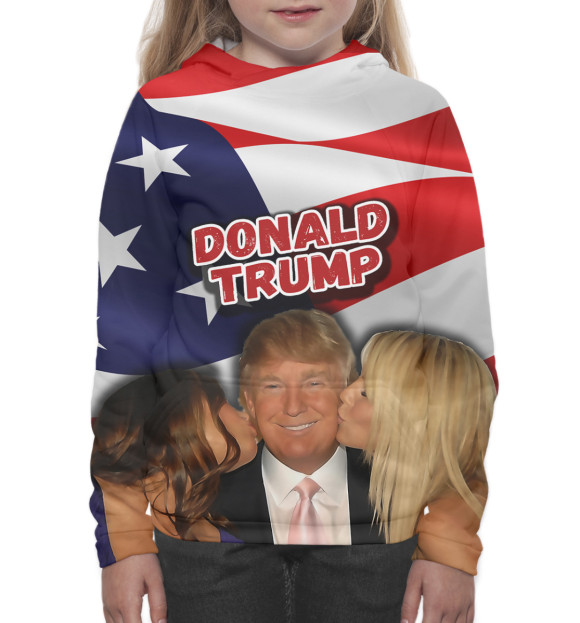 Худи для девочки с изображением Дональд Трамп цвета Белый