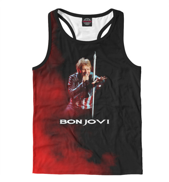 Мужская майка-борцовка с изображением Bon Jovi цвета Белый