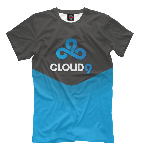 Мужская футболка с изображением Cloud 9 Team цвета Грязно-голубой