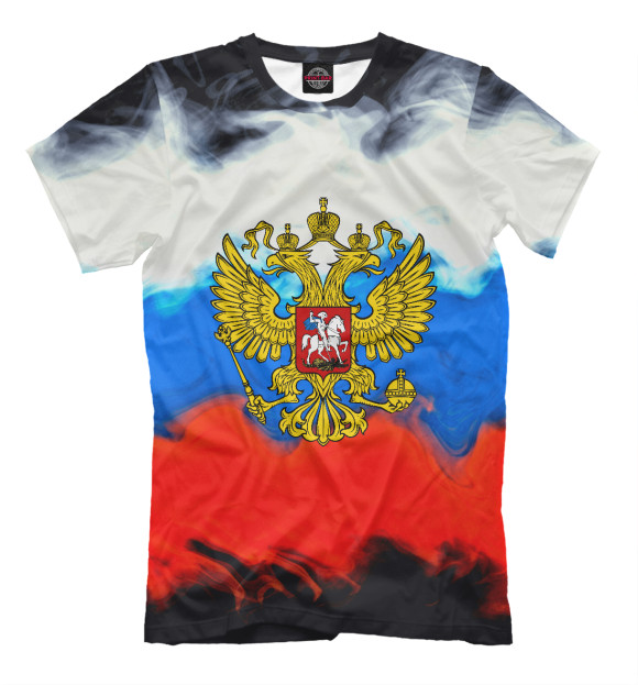 Мужская футболка с изображением Russia цвета Молочно-белый