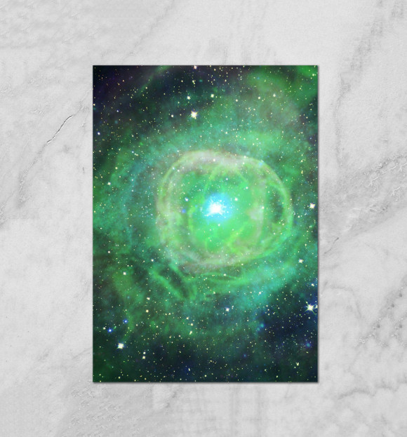 Плакат с изображением Зеленый Космос цвета Белый