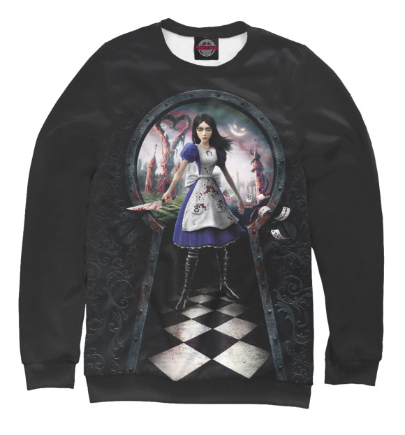 Женский свитшот с изображением Alice: Madness Returns цвета Белый