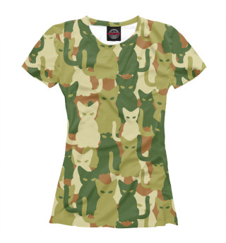 Женская футболка Камуфляж - коты