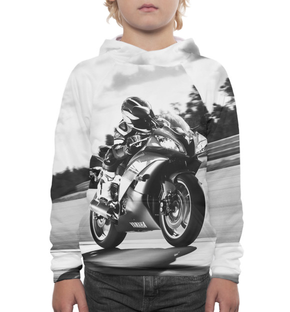 Худи для мальчика с изображением Мотоциклист цвета Белый