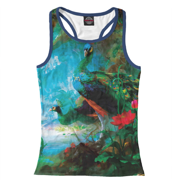 Женская майка-борцовка с изображением Павлины цвета Белый