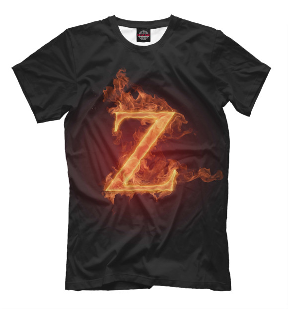 Мужская футболка с изображением Латинская - Z цвета Черный