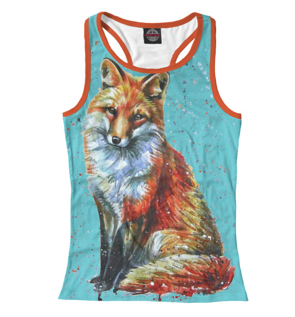 Женская майка-борцовка с изображением Хитрая лиса цвета Белый