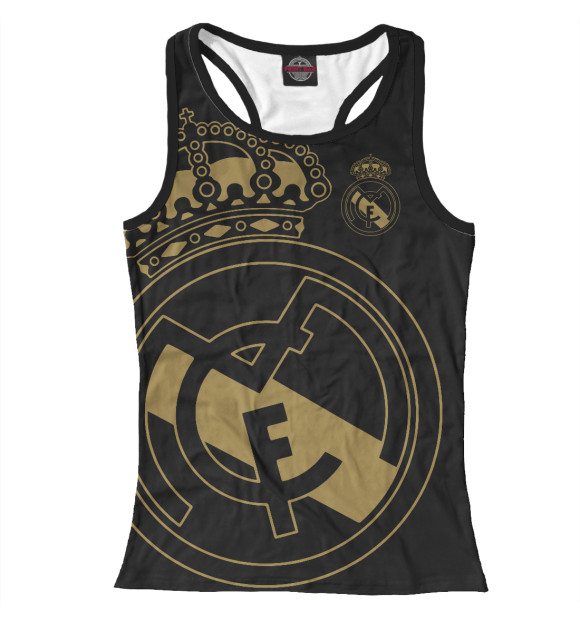 Женская майка-борцовка с изображением Real Madrid exclusive gold цвета Белый