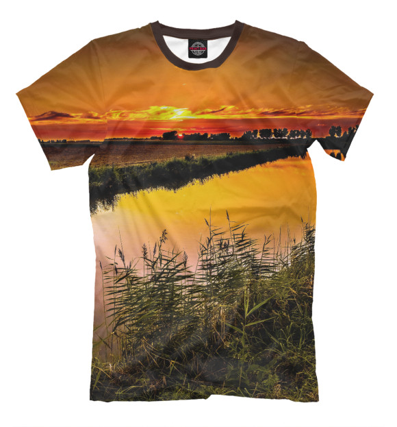 Мужская футболка с притом Зарево цвета Молочно-белый Мужская футболка с изображением Зарево цвета Молочно-белый