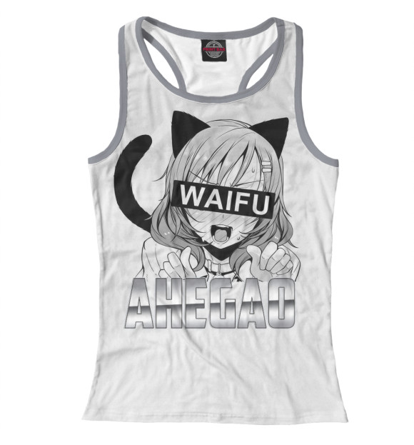 Женская майка-борцовка с изображением Ahegao цвета Белый