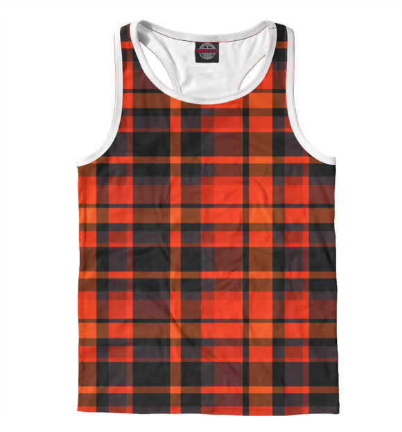 Мужская майка-борцовка с изображением В клетку цвета Белый