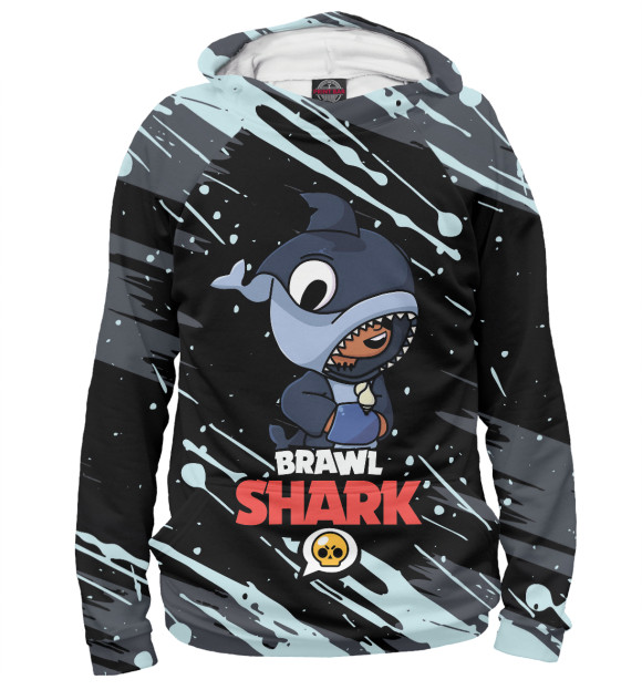 Мужское худи с изображением BRAWL STARS SHARK цвета Белый