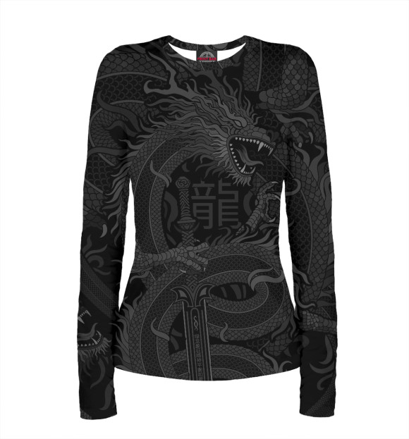 Женский лонгслив с изображением Древний дракон цвета Белый
