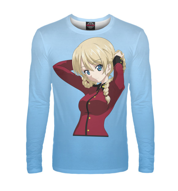 Мужской лонгслив с изображением Girls und Panzer цвета Белый