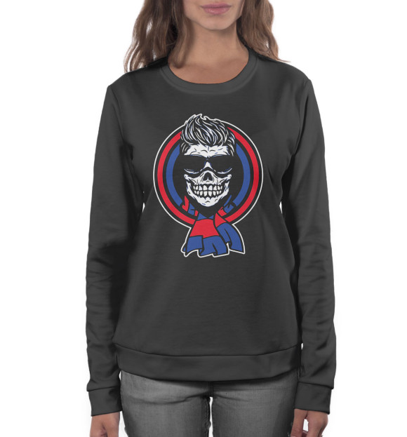 Женский свитшот с изображением Футбольный фанат цвета Белый