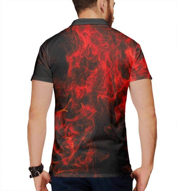 Мужское поло с изображением В огне цвета Белый