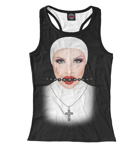 Женская майка-борцовка с изображением Монашка цвета Белый