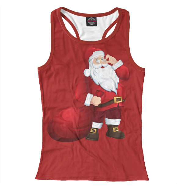 Женская майка-борцовка с изображением Дед Мороз цвета Белый