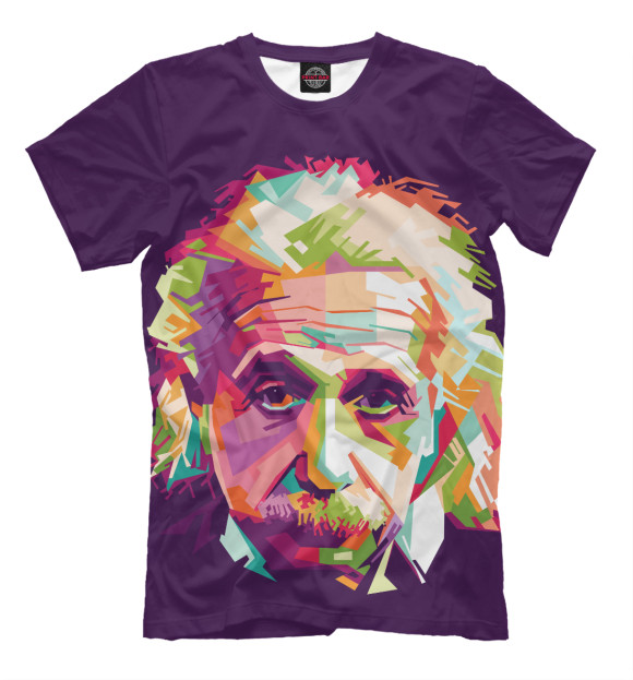 Мужская футболка с изображением Альберт Энштейн цвета Молочно-белый