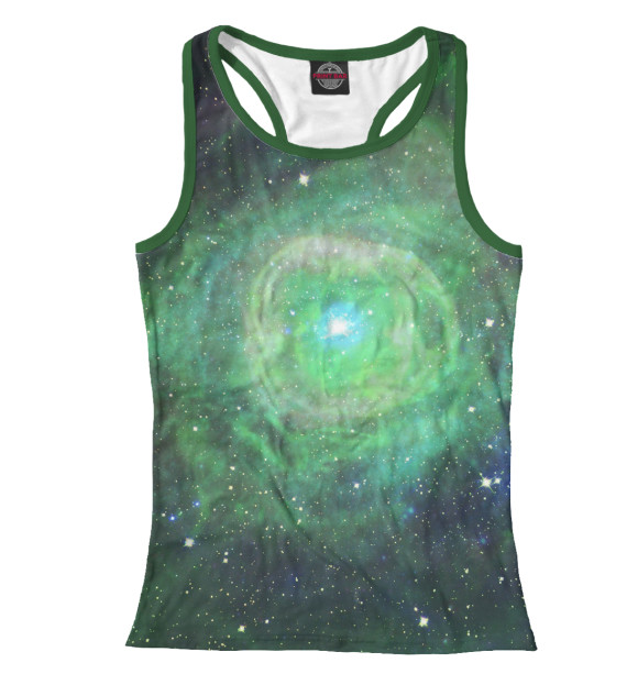 Женская майка-борцовка с изображением Зеленый Космос цвета Белый