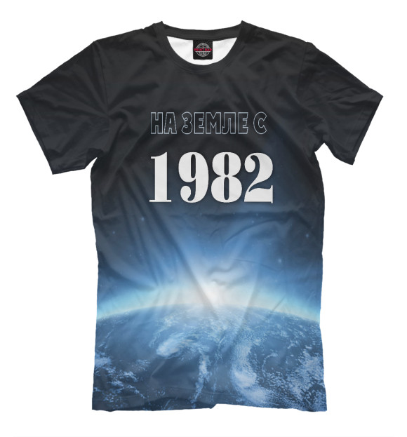 Мужская футболка с изображением На Земле с 1982 цвета Черный