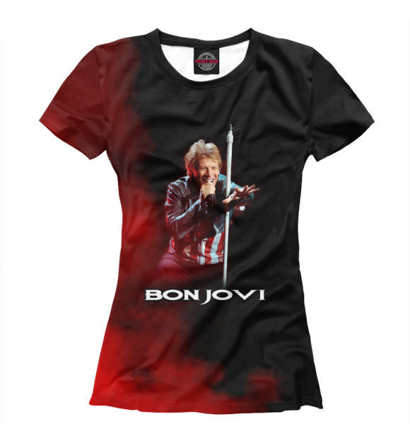 Женская футболка с изображением Bon Jovi цвета Белый