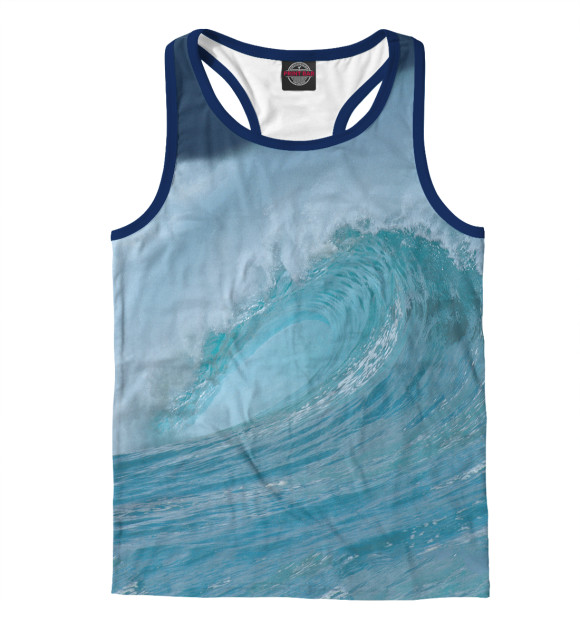 Мужская майка-борцовка с изображением Волна цвета Белый