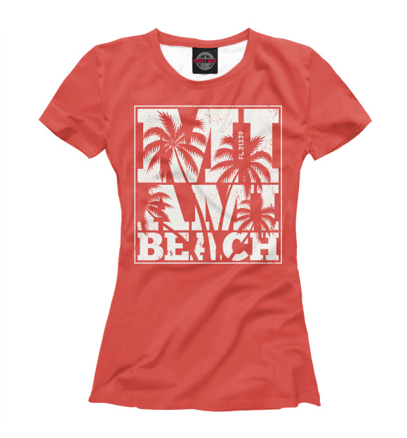 Женская футболка с изображением Miami Beach цвета Белый