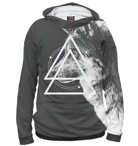 Женское худи с изображением Волк цвета Белый