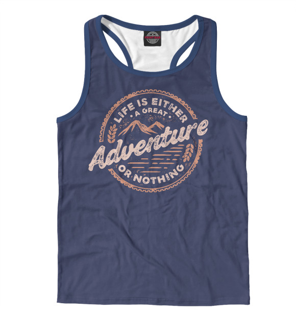 Мужская майка-борцовка с изображением Приключения цвета Белый