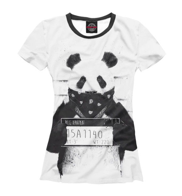 Женская футболка с изображением Панда арестован цвета Белый