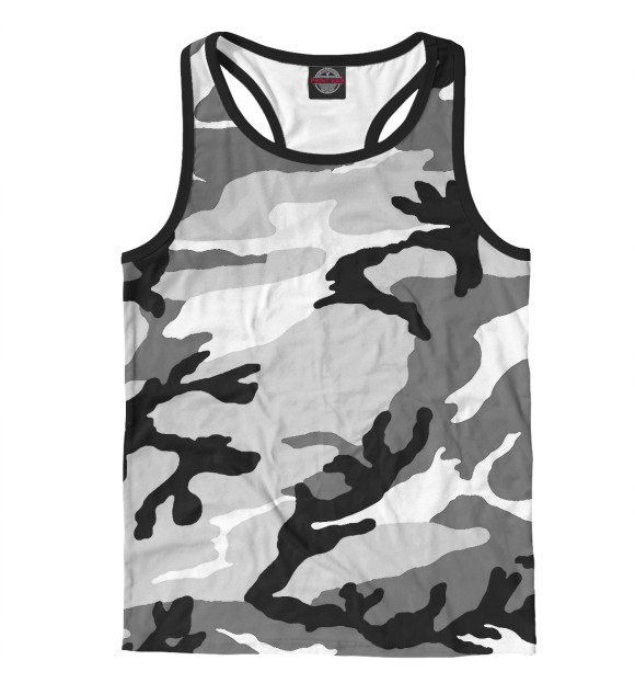 Мужская майка-борцовка с изображением Серый Камуфляж цвета Белый