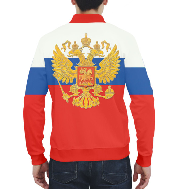 Мужской бомбер с изображением Триколор и герб цвета Белый