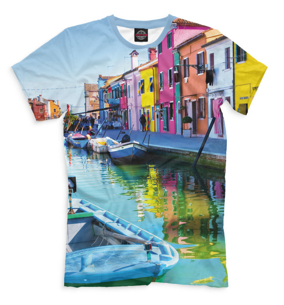 Мужская футболка с изображением Венеция цвета Молочно-белый