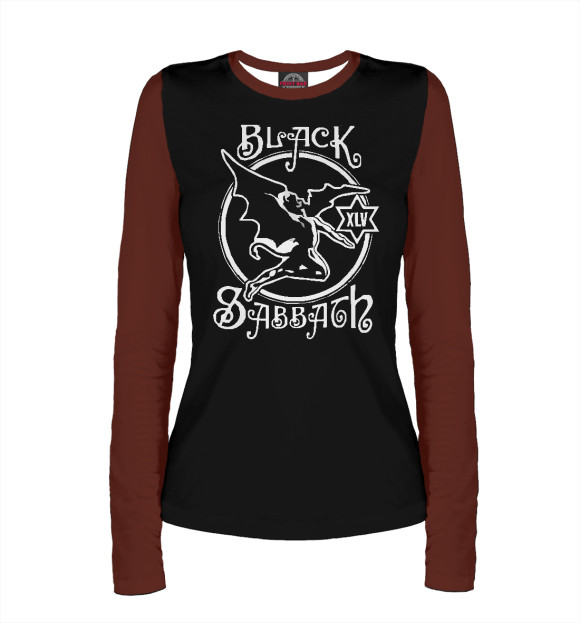 Женский лонгслив с изображением Black Sabbath демон цвета Белый