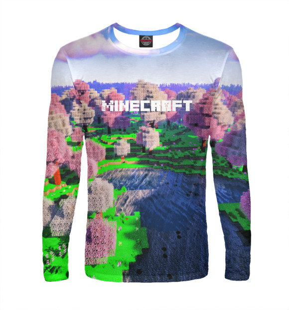 Мужской лонгслив с изображением Minecraft цвета Белый