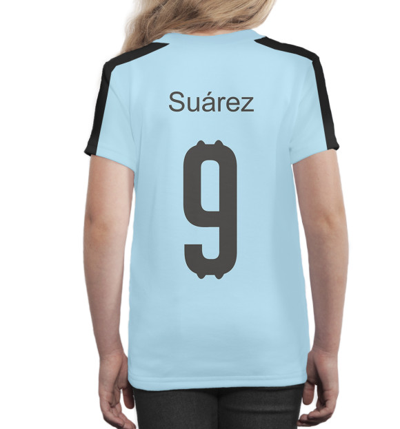 Футболка для девочек с изображением Сборная Уругвая – Суарез цвета Белый