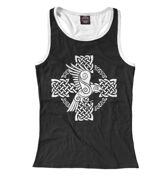 Женская майка-борцовка с притом Кельтский Ворон цвета Белый Женская майка-борцовка с изображением Кельтский Ворон цвета Белый