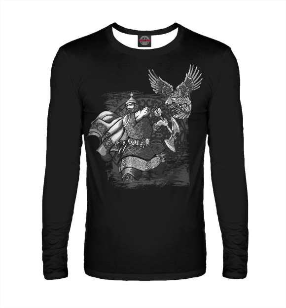 Мужской лонгслив с изображением Russian hero warrior цвета Белый
