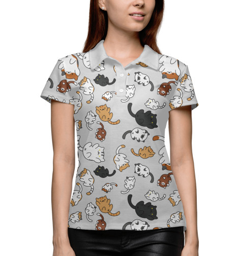 

Поло Print Bar, Белый, Беспечные Коты