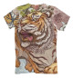 Мужская футболка Тигр в садах сакуры